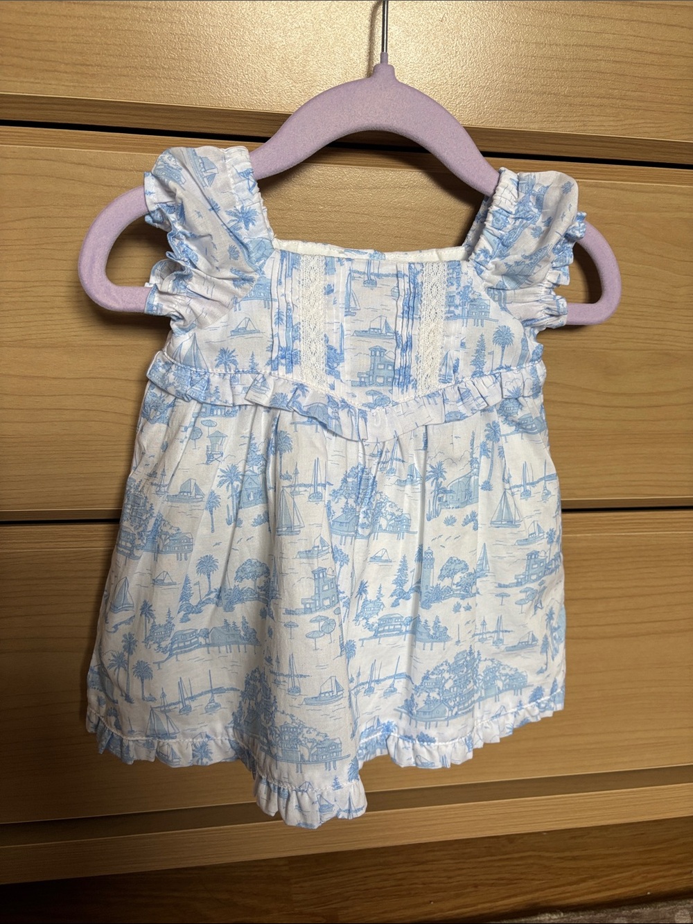 Janie and Jack White and Light Blue Toile Sundress